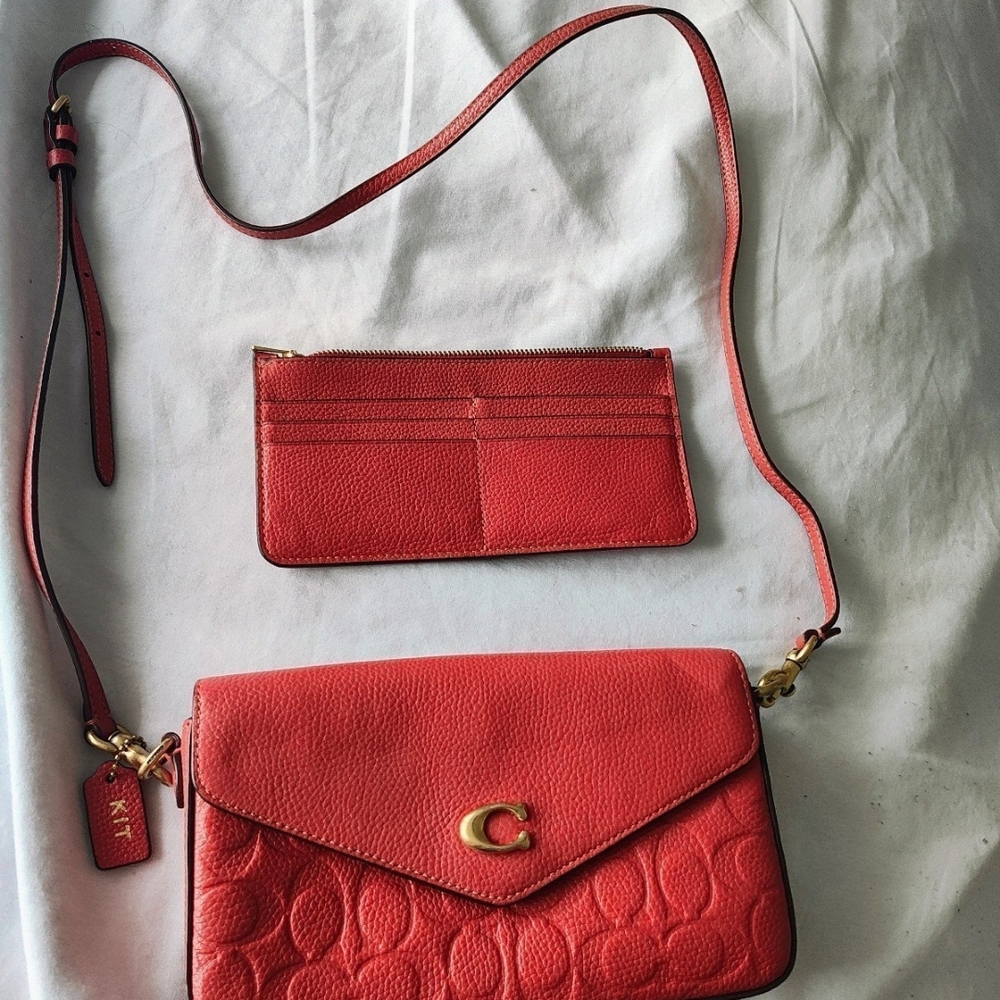 Coach Red Signature Leather Crossbody Bag - Picture 2 of 5